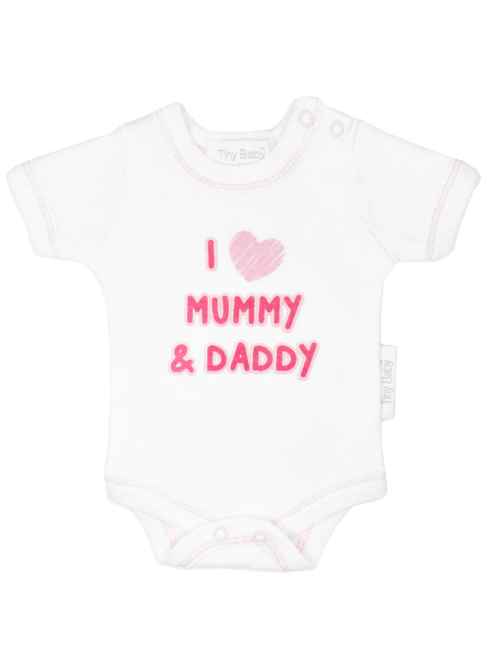 3 Pack Vests: I Love My Mummy & Daddy - Pink Bodysuit / Vest Tiny Chick