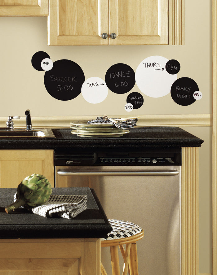 Black and White Chalkboard Dots Peel & Stick Wall Decals image