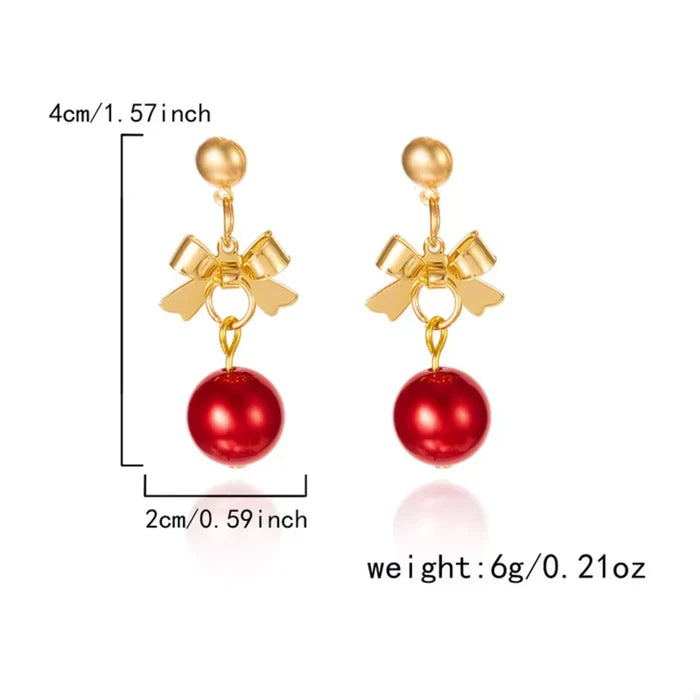 Christmas 18K Gold-Plated Ball Drop Earrings