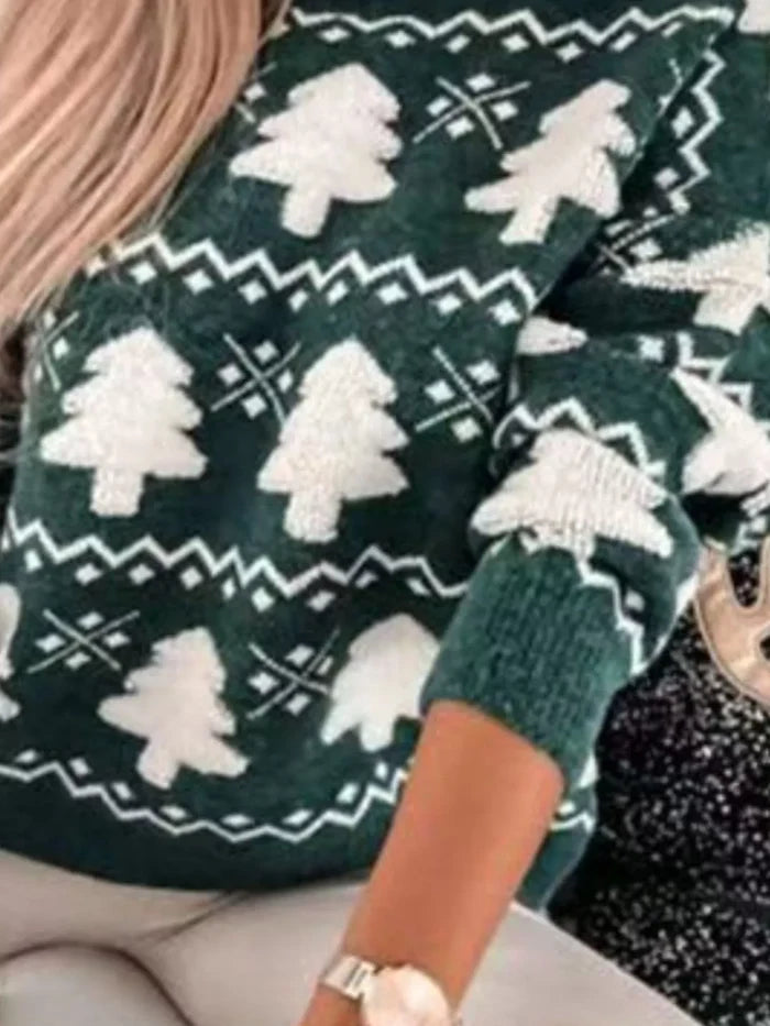 Christmas Tree Pattern Long Sleeve Sweater