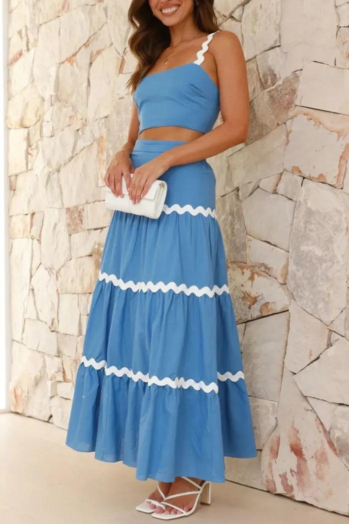 Contrast Trim Cami and Maxi Skirt Set