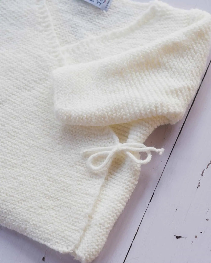Cream Knitted Wrap-Around Cardigan Cardigan / Jacket La Manufacture de Layette
