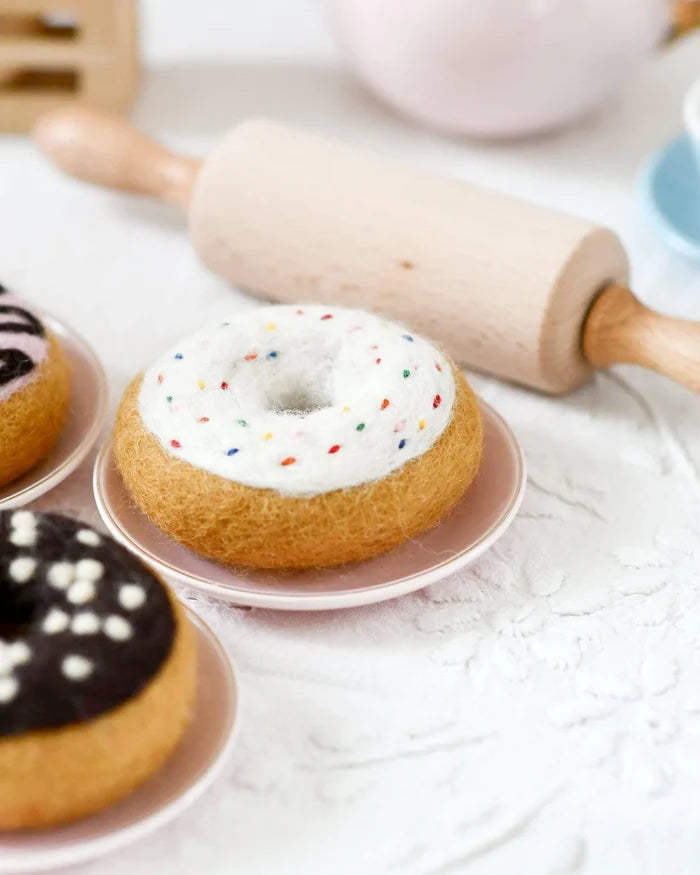 Doughnut with Classic Glaze and Rainbow Sprinkles Felt Play Food