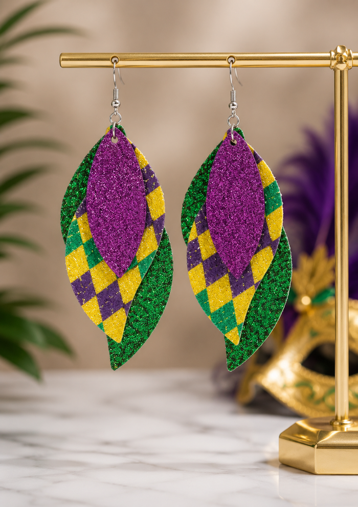 Éclat™ Mardi Gras Statement Leaf Earrings