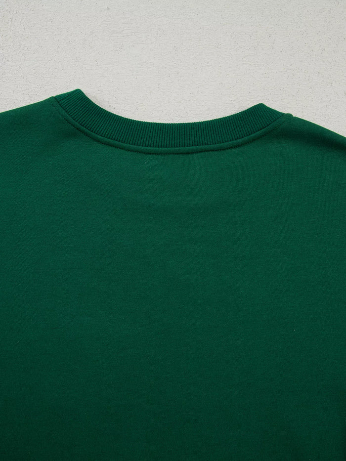 Embroidered Letter Christmas Round Neck Sweatshirt