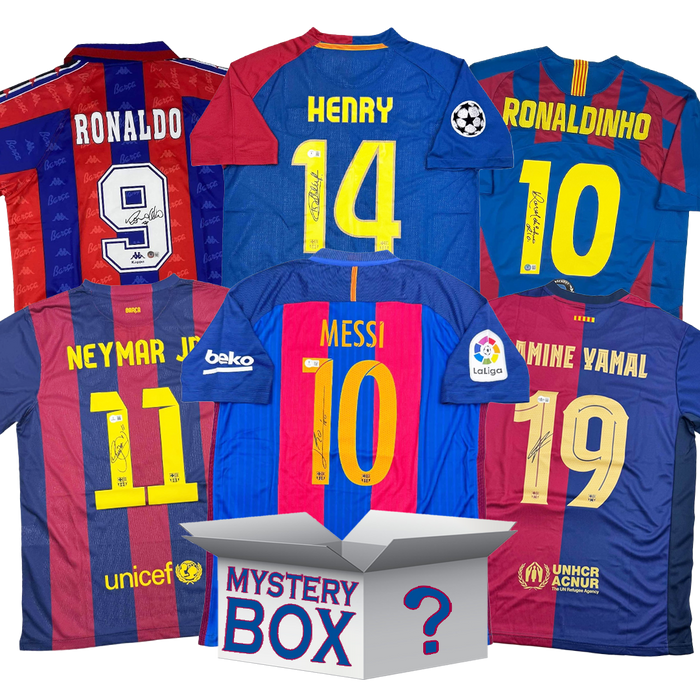 FC Barcelona Autographed/Signed Soccer Jersey Mystery Box with PSA JSA or Beckett COA