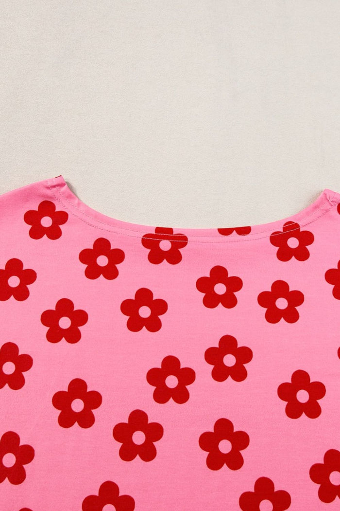 Floral Cropped Tee and Shorts Lounge Set