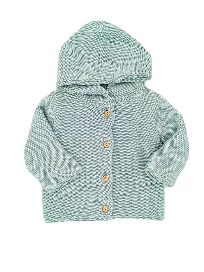 Grey Mint Knitted Baby Jacket Cardigan / Jacket La Manufacture de Layette