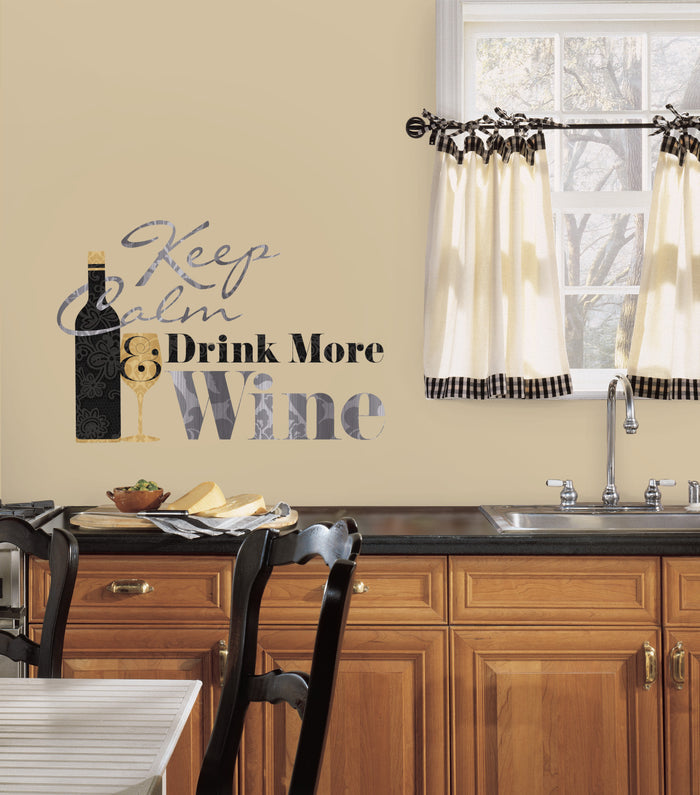 Keep Calm & Drink Wine Quote Peel and Stick Wall Decals image