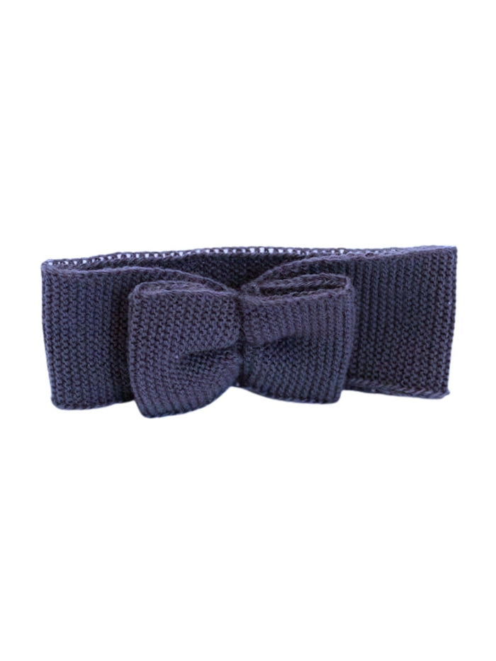 Knitted Headband With Bow, Navy Blue Headband La Manufacture de Layette