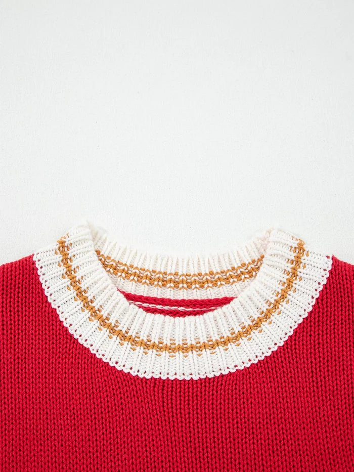 MERRY Contrast Edge Drop Shoulder Christmas Sweater