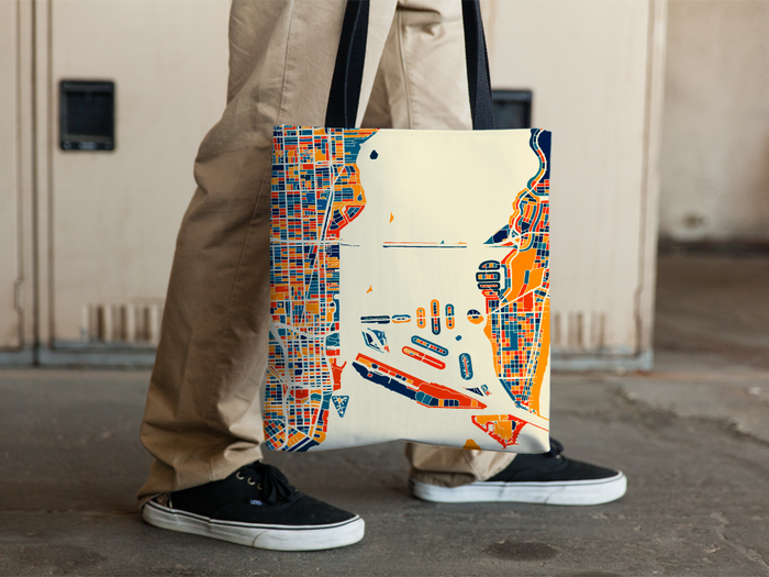 Miami Map Tote Bag - Florida Map Tote Bag 15x15