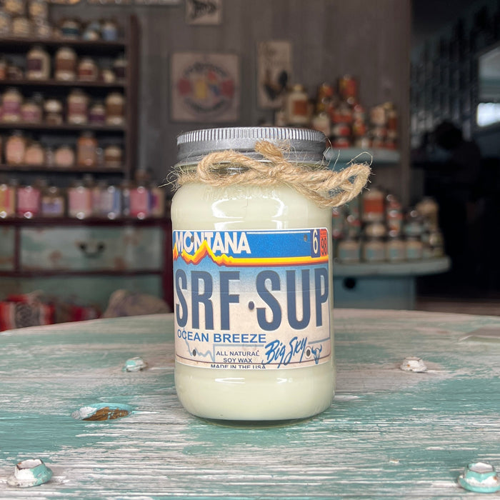 Montana License Plate Ocean Breeze Mason Jar Candle