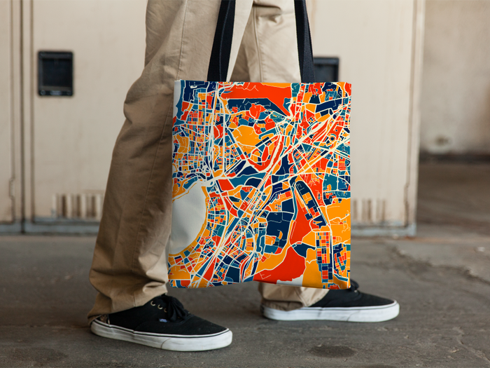 Mumbai Map Tote Bag - Bombay Map Tote Bag 15x15
