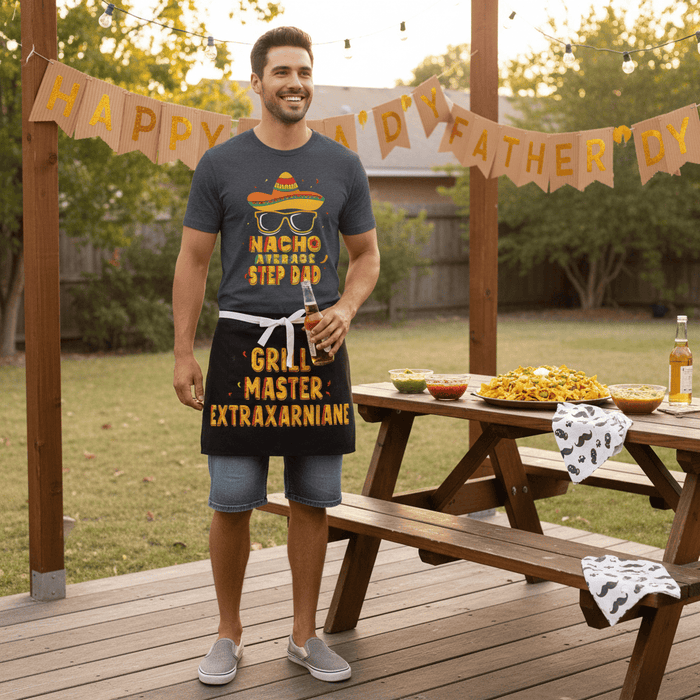 nacho average step dad t-shirt gift idea packaging mockup