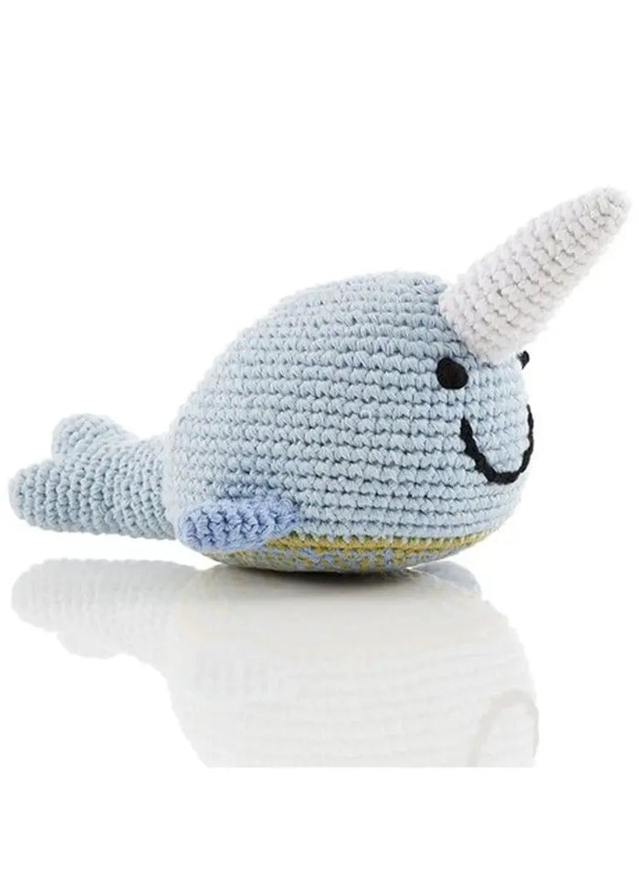 Narwhal Crochet Fair Trade Rattle Toy Toy Pebble Toys