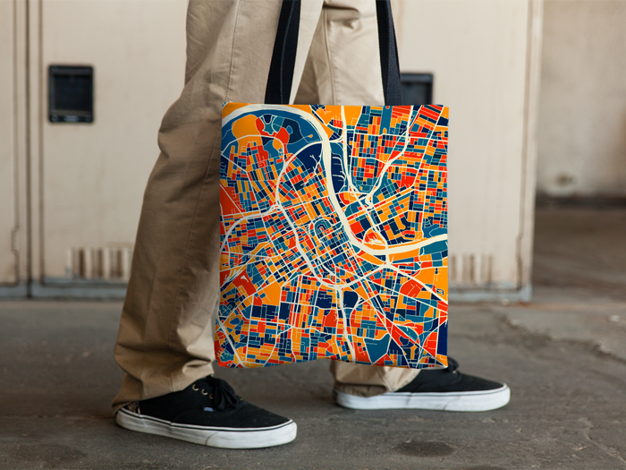 Nashville Map Tote Bag - Tennessee Map Tote Bag 15x15