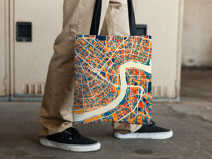 New Orleans Map Tote Bag - No Map Tote Bag 15x15