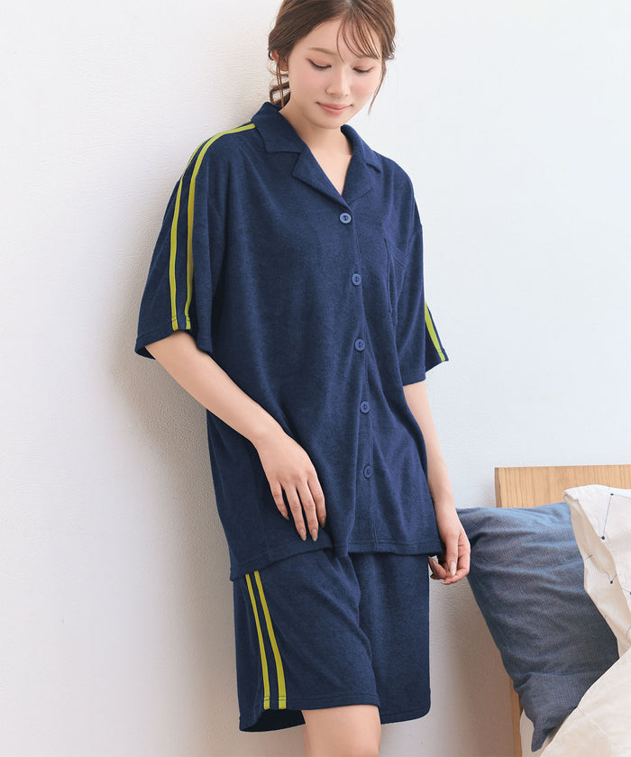 Pile Line Short Sleeve Top and Bottom Set