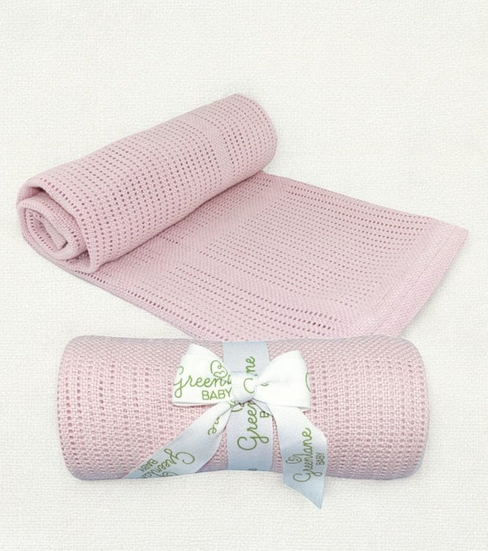 Pink Baby Bamboo Cotton Cellular Blanket - 90cm x 75cm (One blanket) Muslin Muslinz