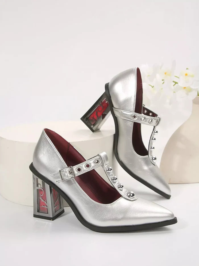 Point Toe Block Heels Pumps