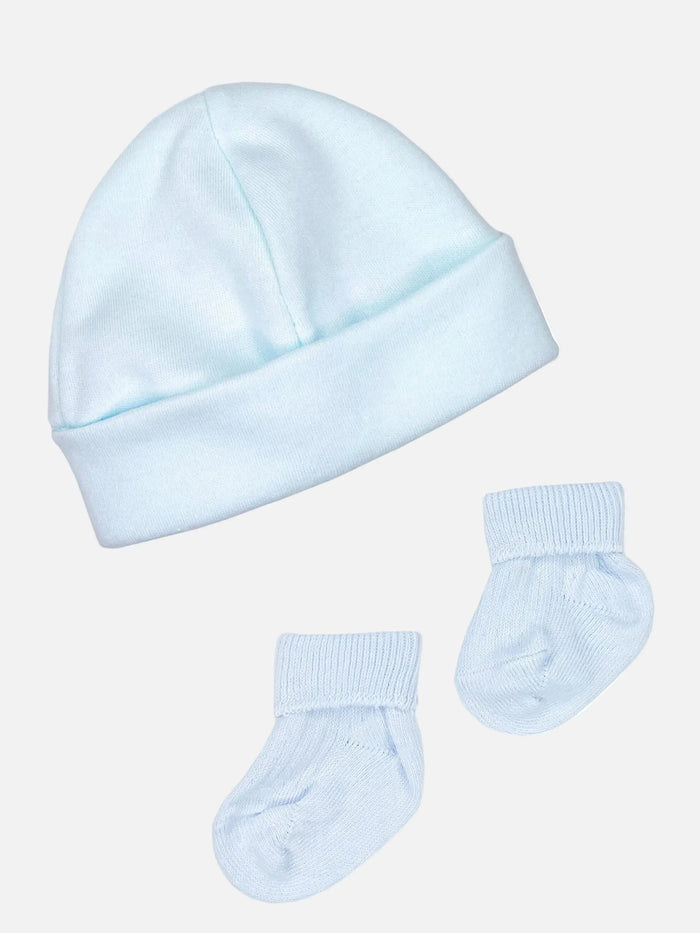 Premature Baby Hat and Socks Set - Blue (3-5lb) Hat, Mitts & Booties Set Little Mouse Baby Clothing & Gifts