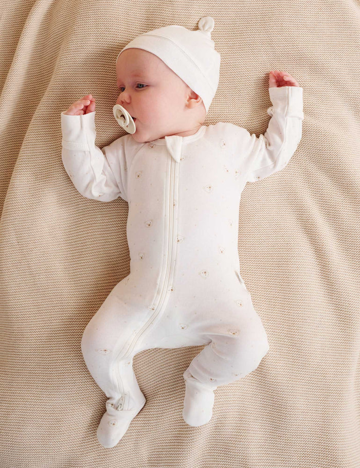 Purebaby Organic Zip Growsuit 2 Pack - Vanilla Bear