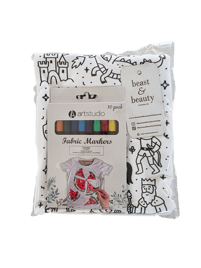 fabric markers and mini chef colour-in t-shirt gift set for creative kids