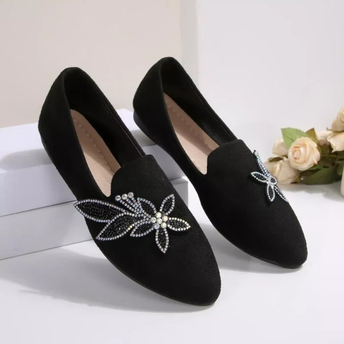 Rhinestone Butterfly Point Toe Flats