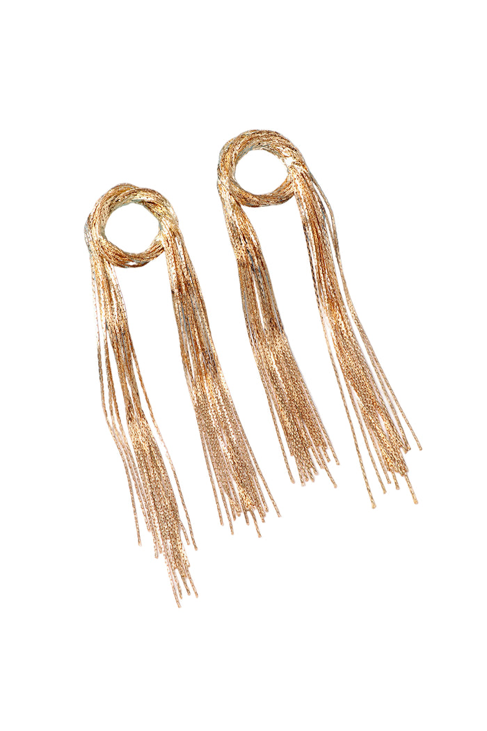 Round Shape Fringed Copper Earrings