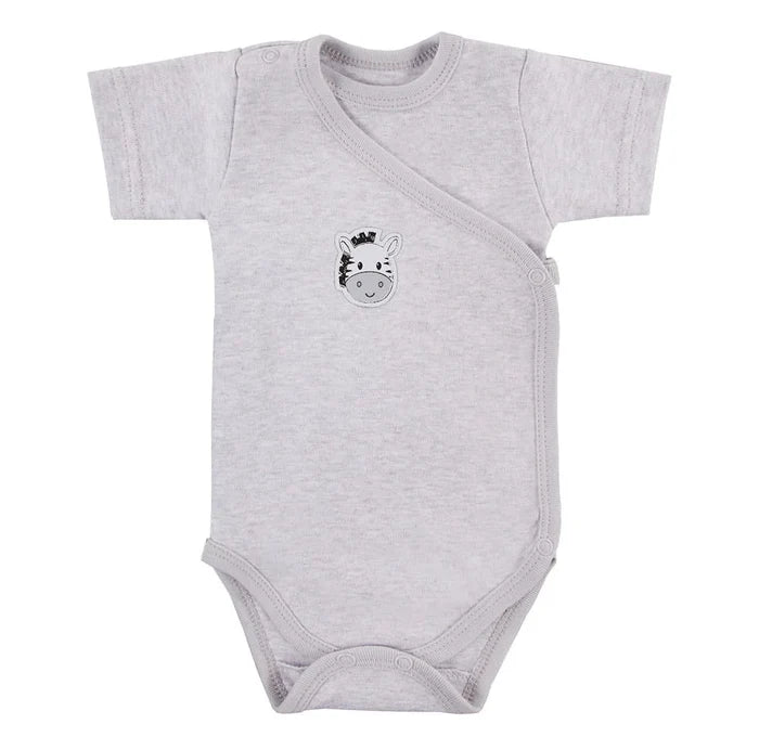 Short Sleeved Bodysuit, Cute Zebra Design - Grey Bodysuit / Vest EEVI