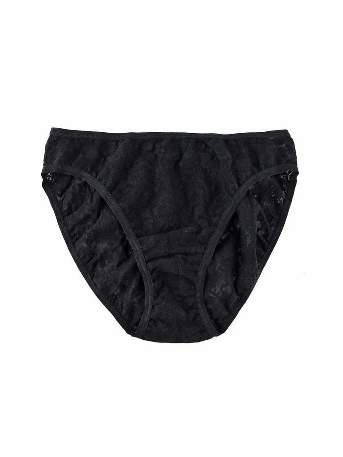 Signature Lace® High Cut Brief Black - Flat Lay, Lace Texture Detail | Hanky Panky
