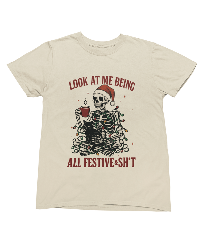 Skeleton Christmas Jumper – Funny Festive & Sh*t Sweatshirt T-Shirt / 3XL (Adult) / Beige gift_idea unique_gift personalised_gift