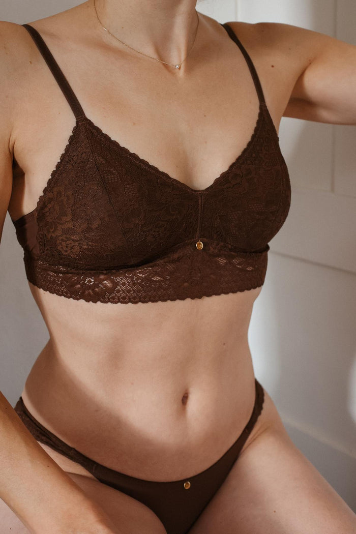 Coco Malou braunes Bralette mit Pads BH bügellos chocolate mit Spitze