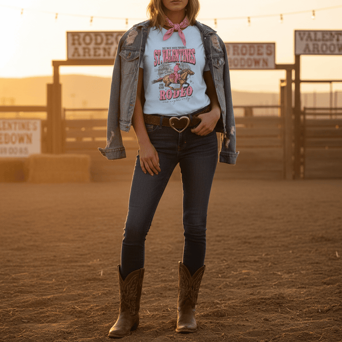 rodeo cowgirl t-shirt styling idea for valentine's gift