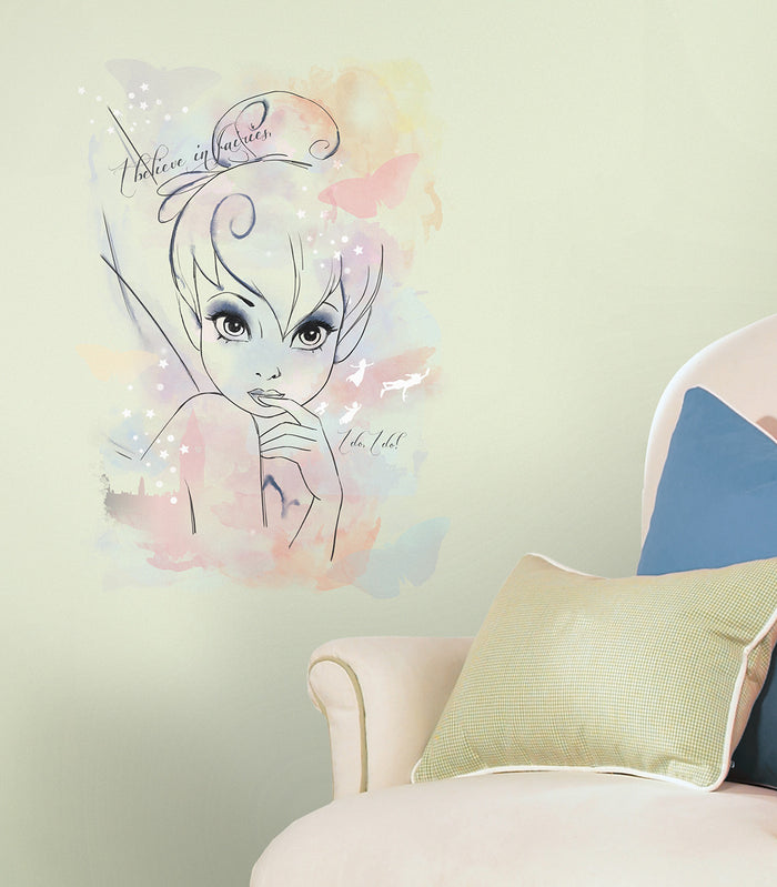 Tink "I Believe in Fairies" Watercolor Graphic Peel and Stick Wall Decals