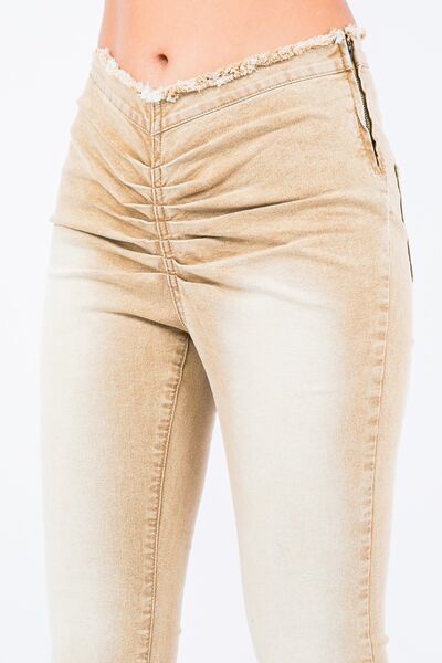Trendy V-Cut Ruched Flare Pants