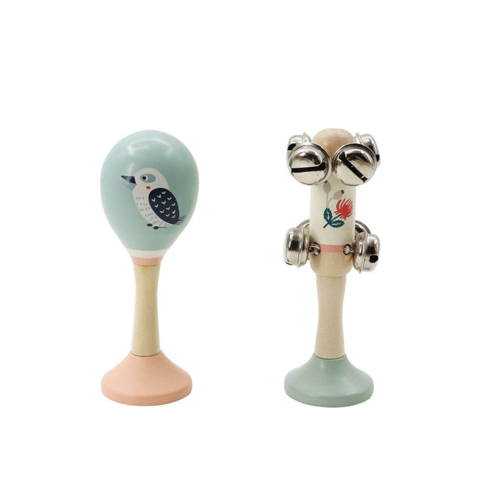 Wooden Jingle Bell Shaker & Maraca Music Set - Mint Kookaburra