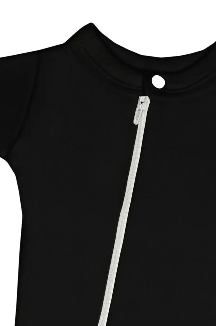 100% Cotton Footed Zip Up Sleepsuit - Black Sleepsuit / Babygrow Little Lumps