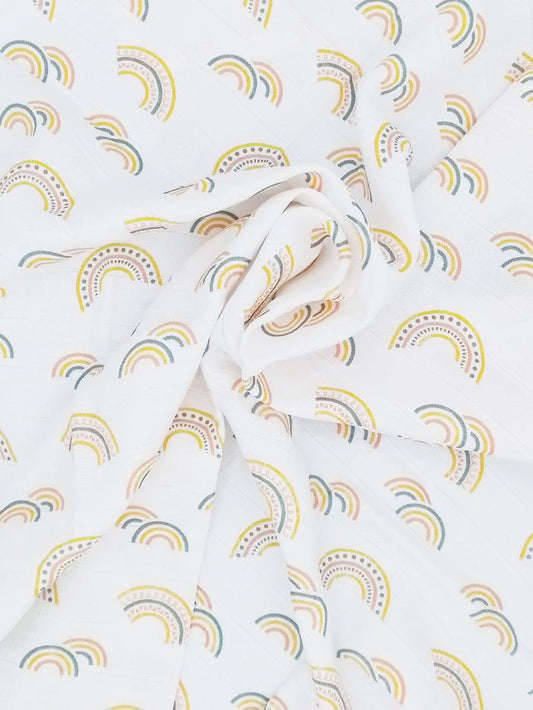 100% Pure Cotton Muslin - 70cm x 70cm - Rainbows Muslin Muslinz