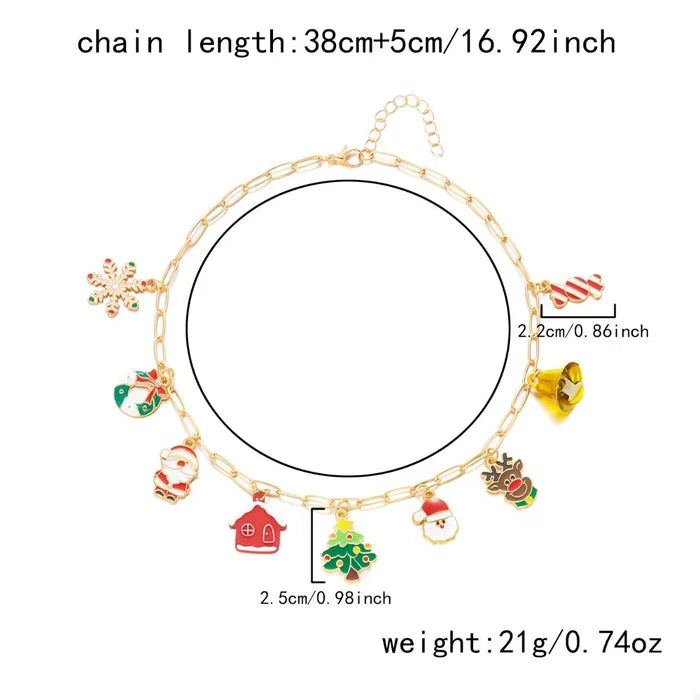 18K Gold-Plated Resin Christmas Theme Necklace