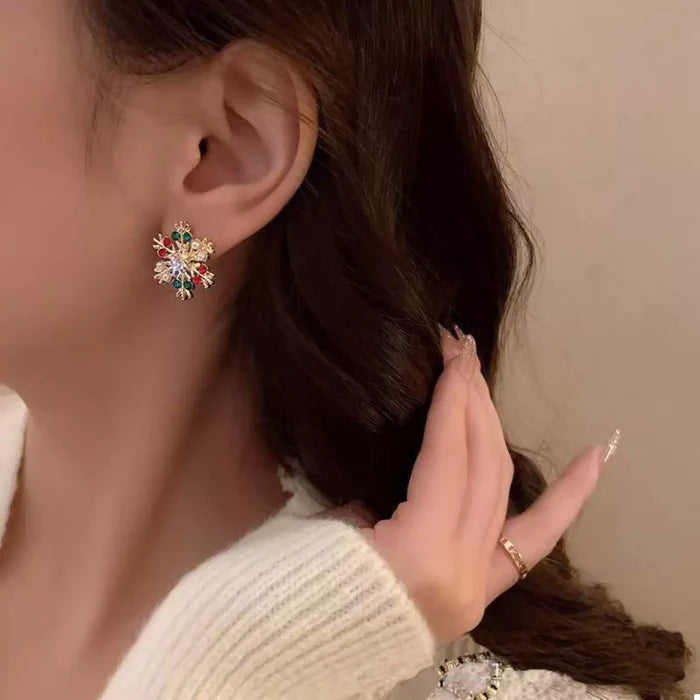 18K Gold-Plated Snowflake Stud Earrings