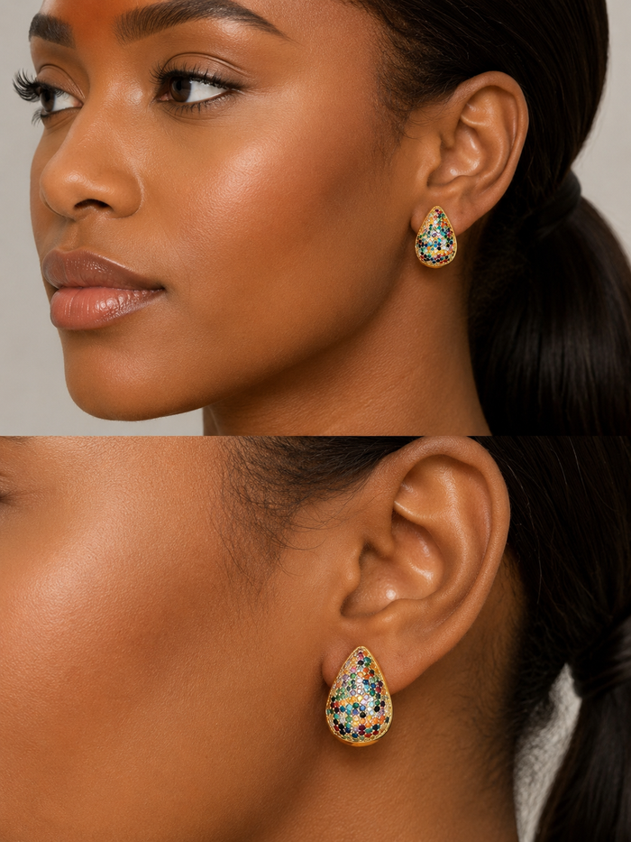 18K Gold-Plated Zircon Teardrop Earring