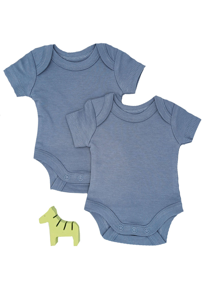 2 Pack 100% Organic Cotton Baby Bodysuit with Capped Sleeves - Blue Little Dreamer