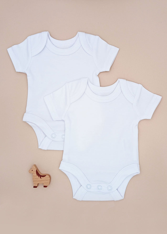 2 Pack 100% Organic Cotton Baby Bodysuit with Capped Sleeves - White Little Dreamer