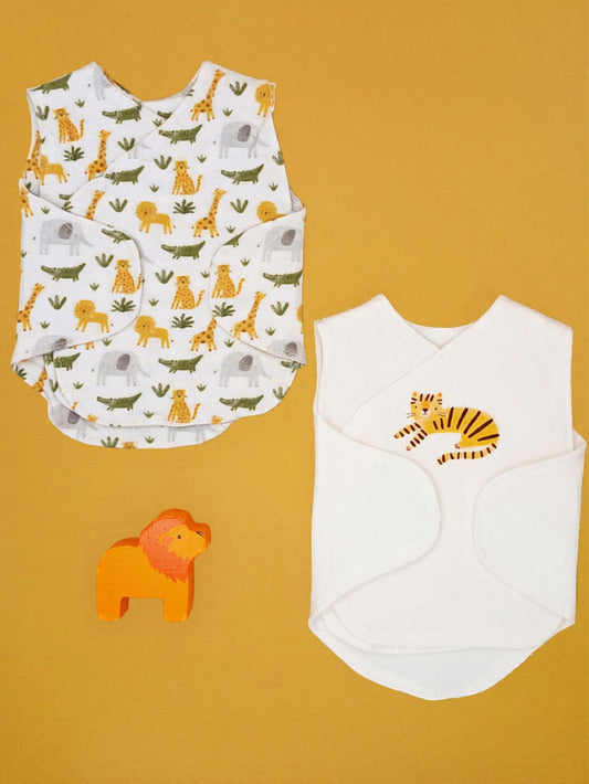 2 Pack Neonatal Vests, Organic Cotton, Safari Dreams Bodysuit / Vest Little Dreamer