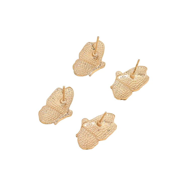 2 Piece Rhinestone Alloy Butterfly Stud Earrings