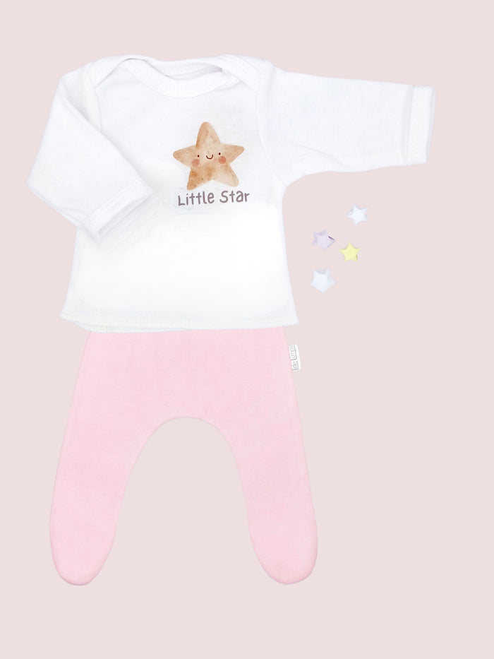 2 Piece Top & Pink Trouser Set, Little Star Top & Trousers Little Mouse Baby Clothing & Gifts