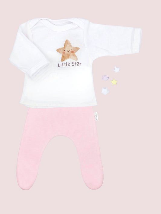 2 Piece Top & Pink Trouser Set, Little Star Top & Trousers Little Mouse Baby Clothing & Gifts