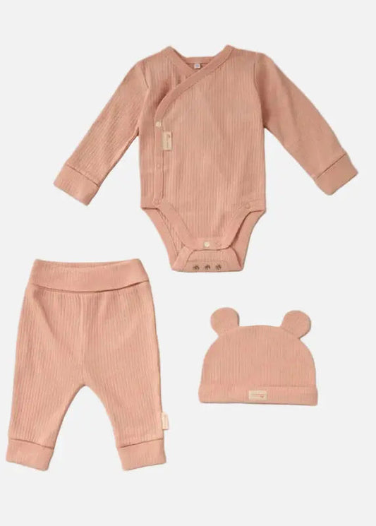 3 PIece Organic Baby Gift Set - Rose Pink Set Rock a Bye Baby